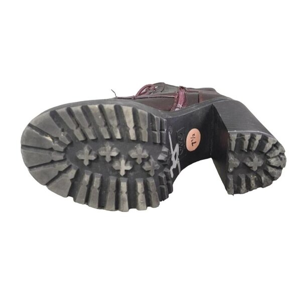 Guess GBG Sammi Chunky Platform Burgundy Patent Vegan Leather Combat Boots 7.5 - Picture 5 of 5